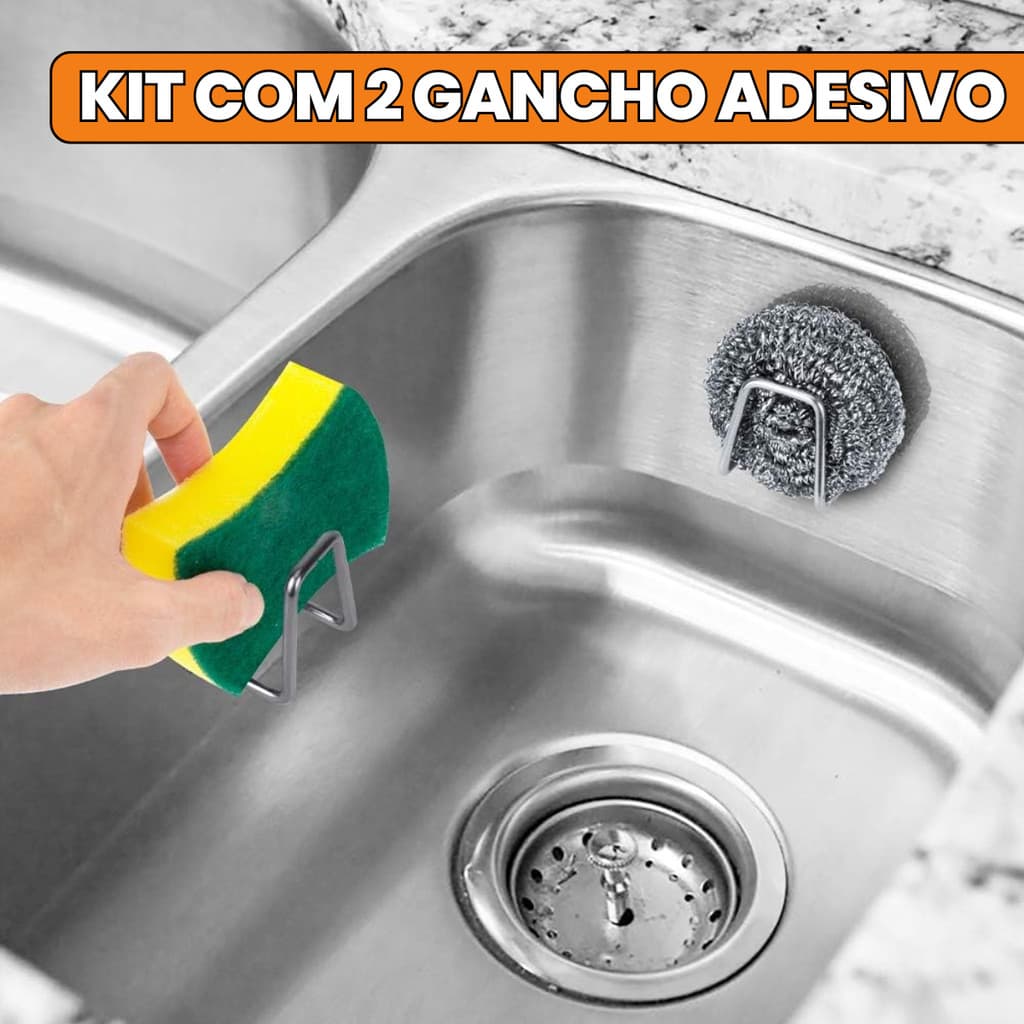 2Un Gancho Para Esponja Aço Inoxidável Suporte Porta Bucha De Pia Prateleira