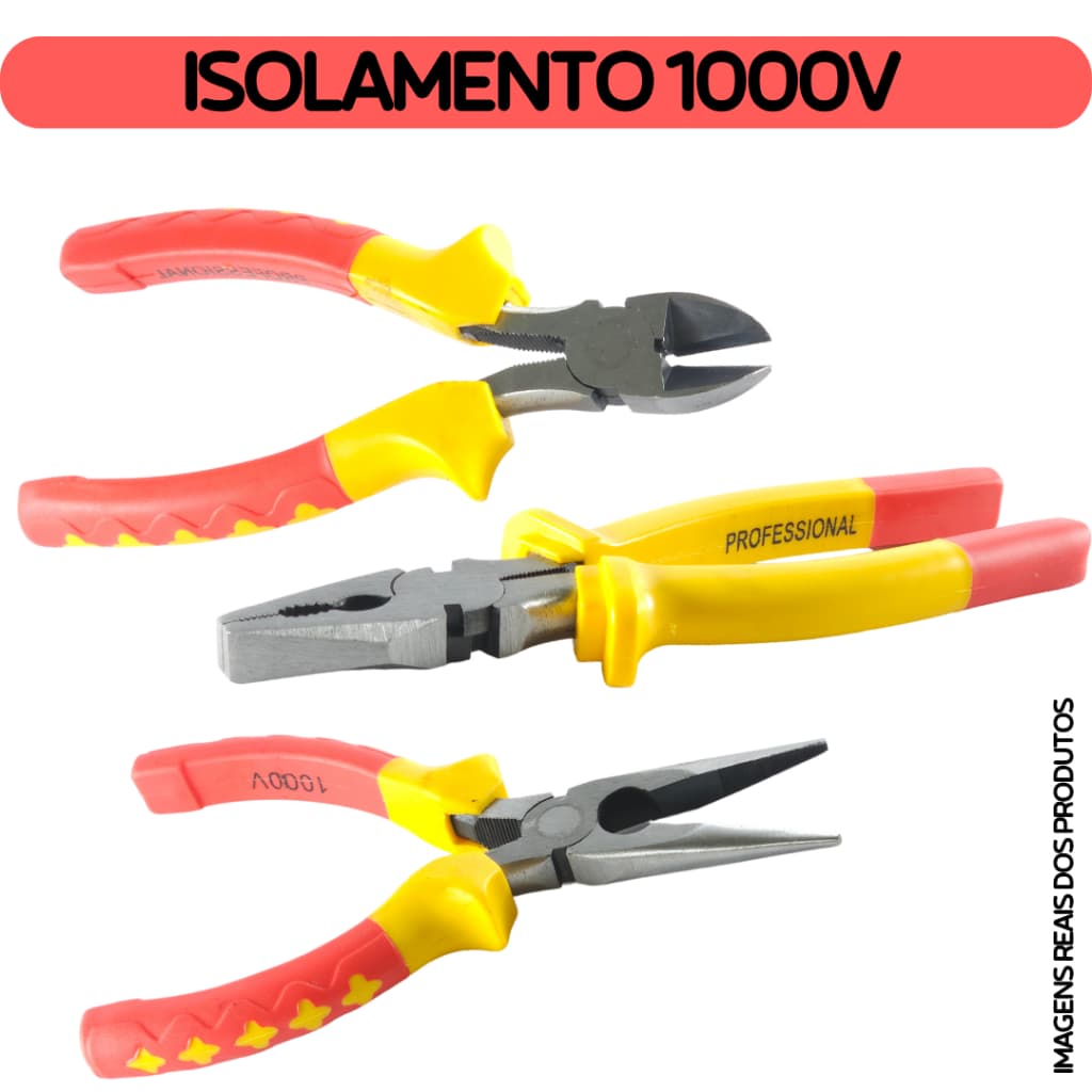 Kit Alicate Universal 1000V Profissional Isolado Aço - Com 8 Polegadas Multifunção - Profield