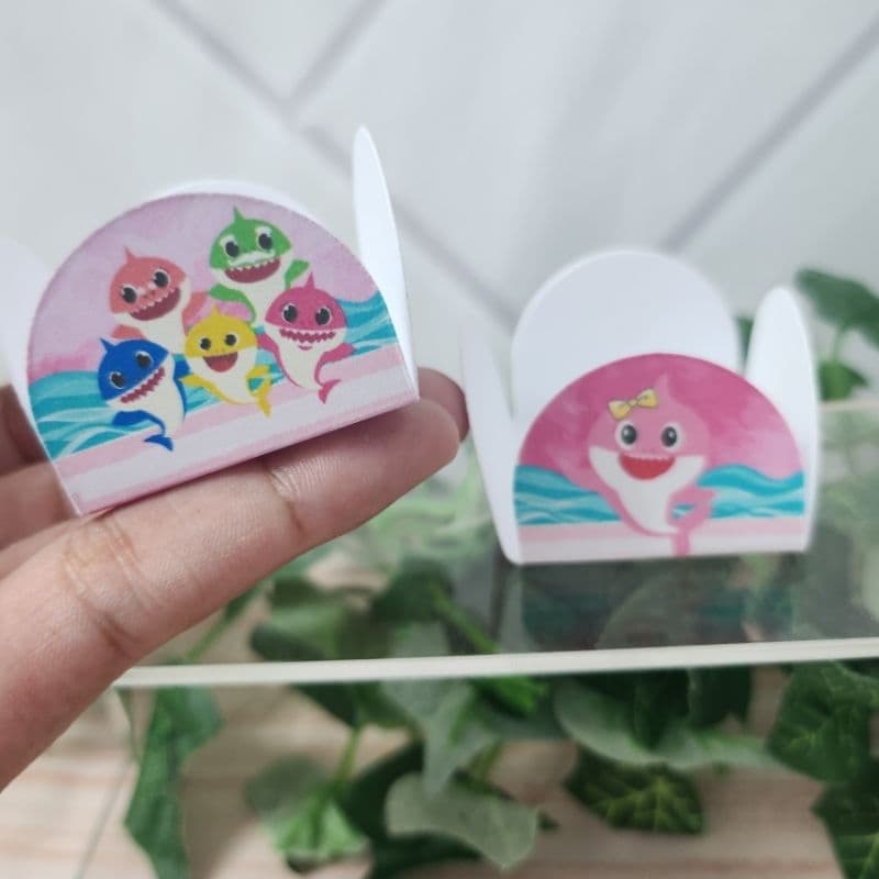 Forminha para Docinho Personalizada Baby Shark Rosa Caixeta Docinho