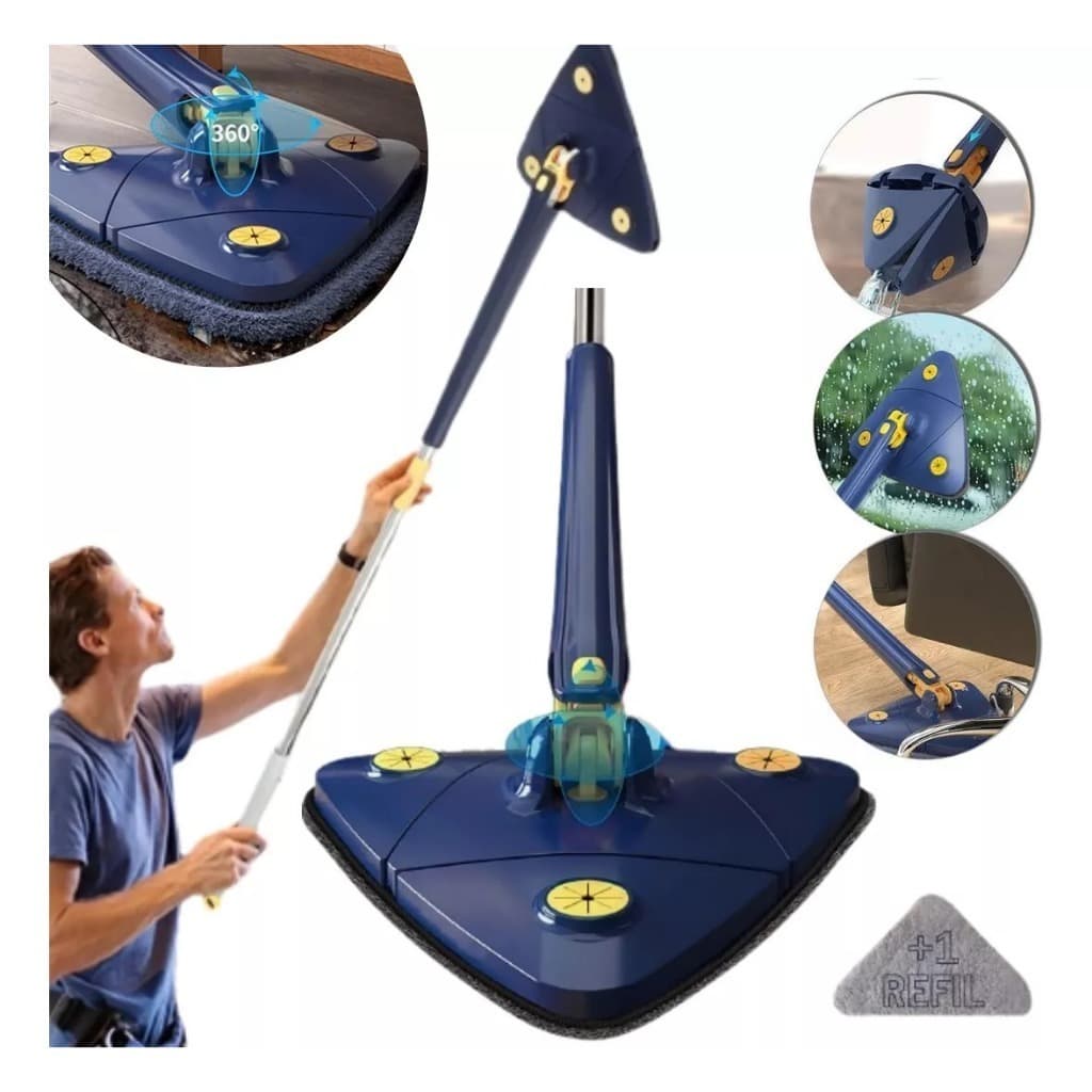 Mop De Limpeza Triângulo Ajustável Giratório 360° Sortido