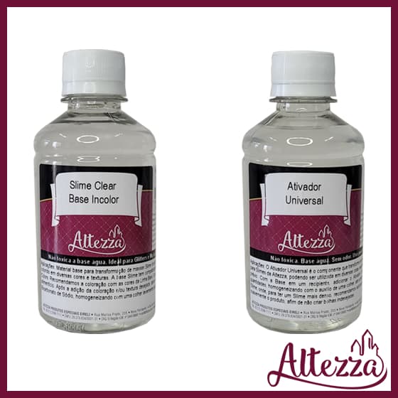 Kit Ativador Universal 250ml + Cola Clear Transparente 250g - Altezza - Kit DIY para Slimes Criativos Slime Factory DIY