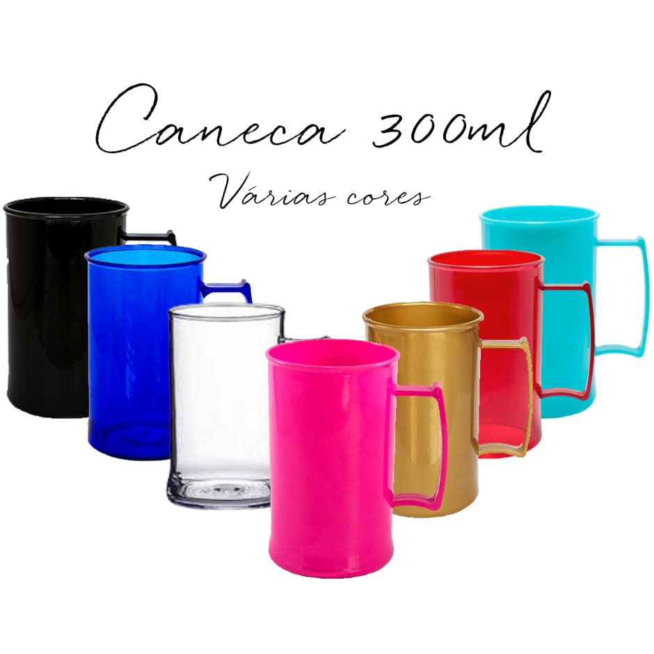 Kit 100 Canecas de Chopp acrílico 300ml SEM Personalização - LISO