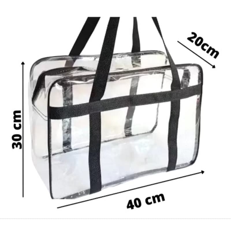 bolsa malote praia viajem cristal transparente grande