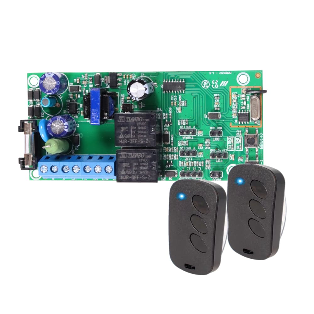 Placa Central Comando para Motor Portão Eletrônico 433mhz com 2 Controles