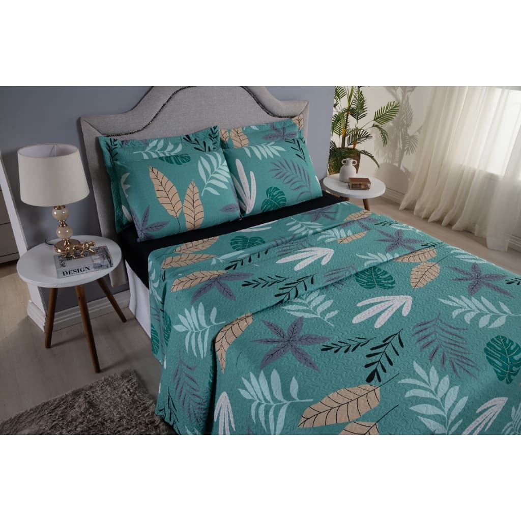 Cobre Leito Colcha Cobertor Casal Queen 03 Peças 200 Fios Dupla Face Toque Aveludado Macio