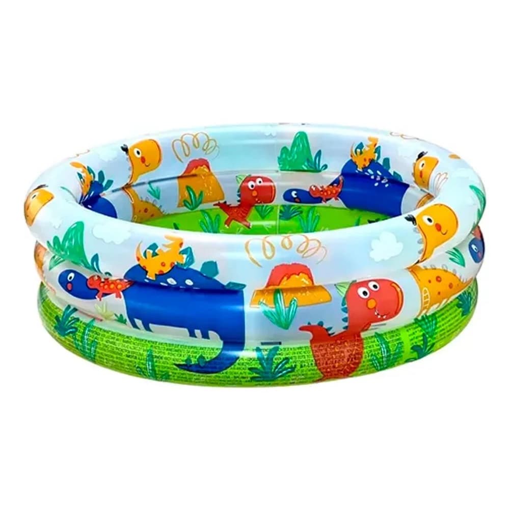 Piscina Inflável 28 Litros Infantil Dino 3 Anéis Intex 61CMX22CM