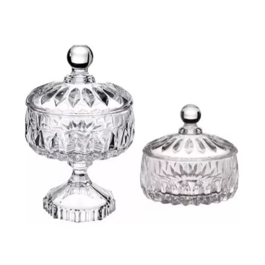 Kit 2 Bombonieres Baleiro Potiche Doces Balas Cristal Wolff