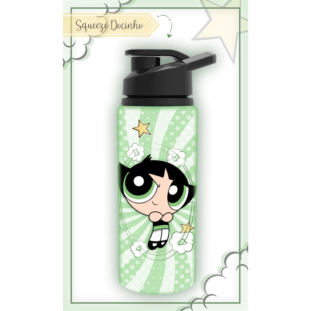 Garrafa Sport de ALUMÍNIO 750 ml - personalizada com nome meninas super poderosas garrafinha de água