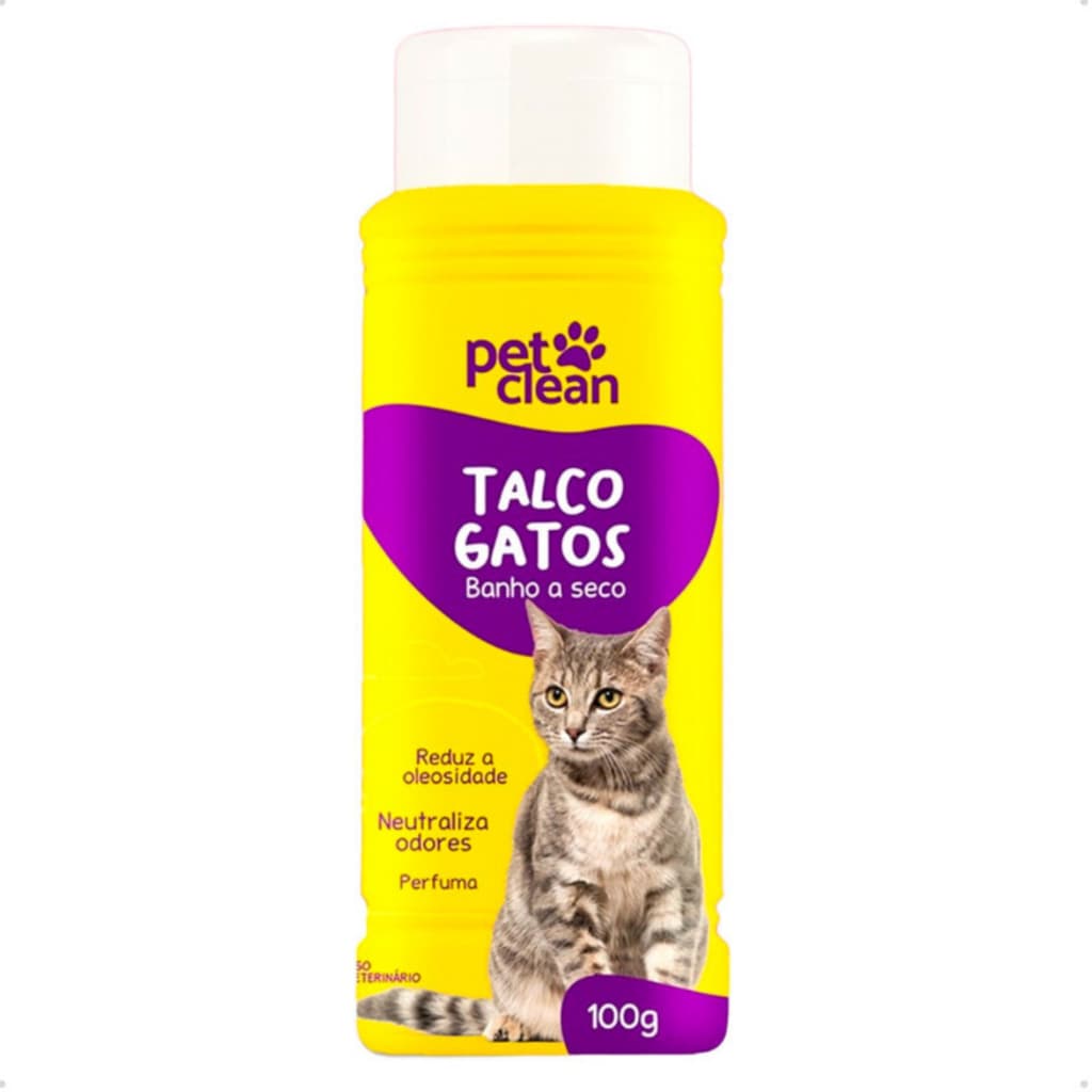 Talco para Gatos Banho a Seco Pet Clean - 100g - Envio Imediato