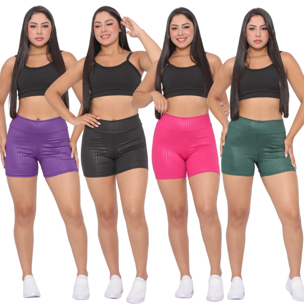 Kit 4 Short Feminino 3D Suplex Shortinho Leg Feminina Academia Cintura Alta Levanta Bumbum