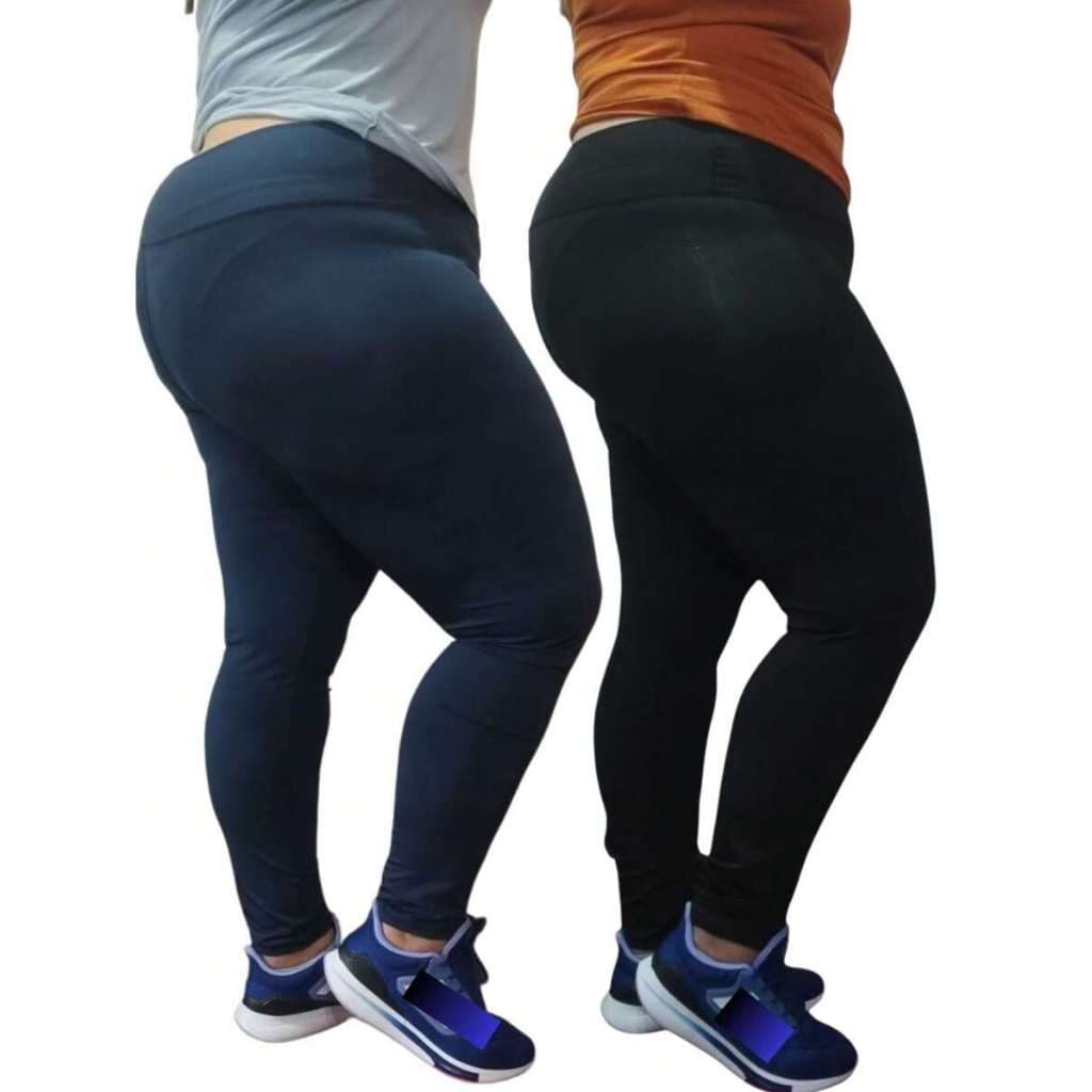 Kit 2 Legging Plus Size Feminina Calça Cintura Alta Zero Transparência Academia Fitness Dia a Dia