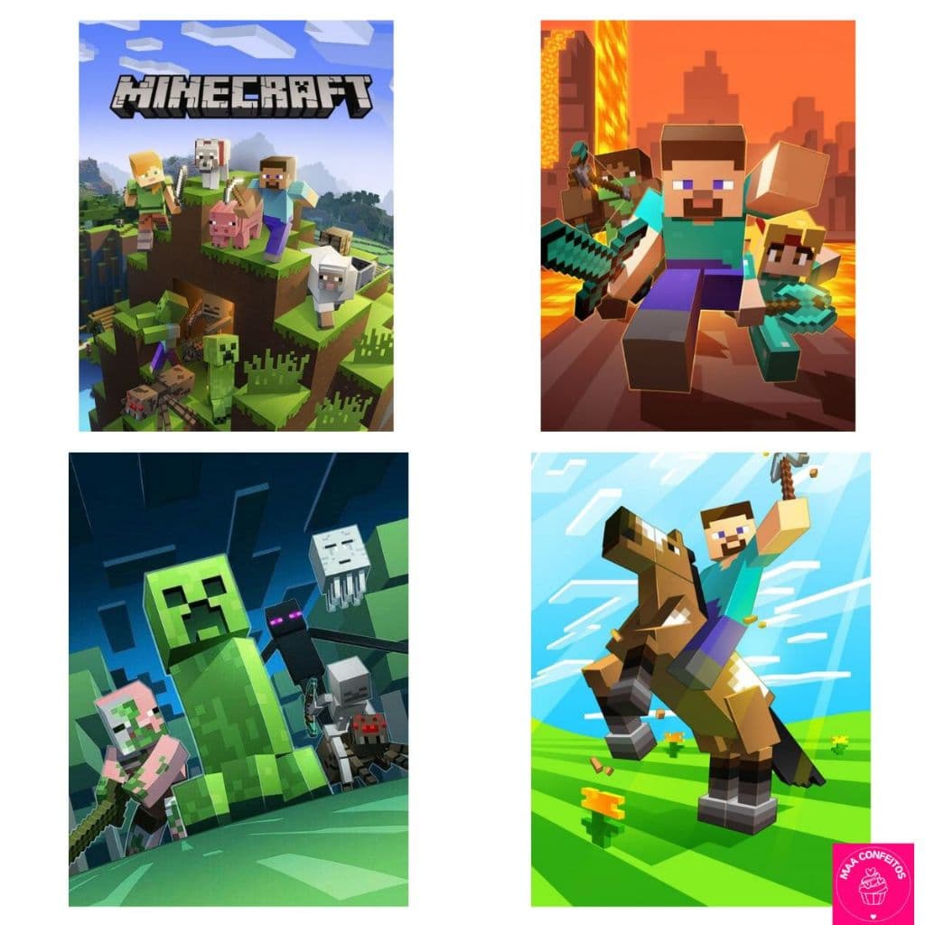 Papéis de Arroz Tam.A4 100% Comestíveis Tema de Minecraft - Jady Confeitos