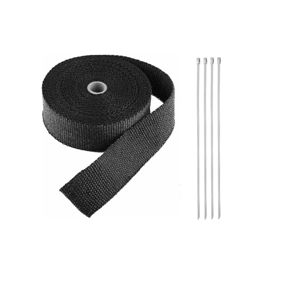 Fita Manta Termica Termotape Preta 7 Metros + 4 Abraçadeiras para Carro Moto Coletor Ar condiconado
