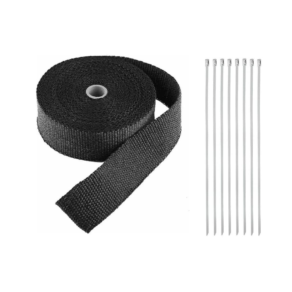 Fita Termica Termotape Preta Para Carro Moto 10 Metros + 8 Abraçadeiras Escapamento