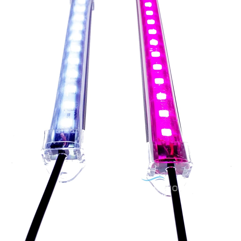 Iluminação P/ Aquário C/2 Barras 40cm C/fonte e mini dimmer Aquanano - 1 branca 10000k 1 rosa