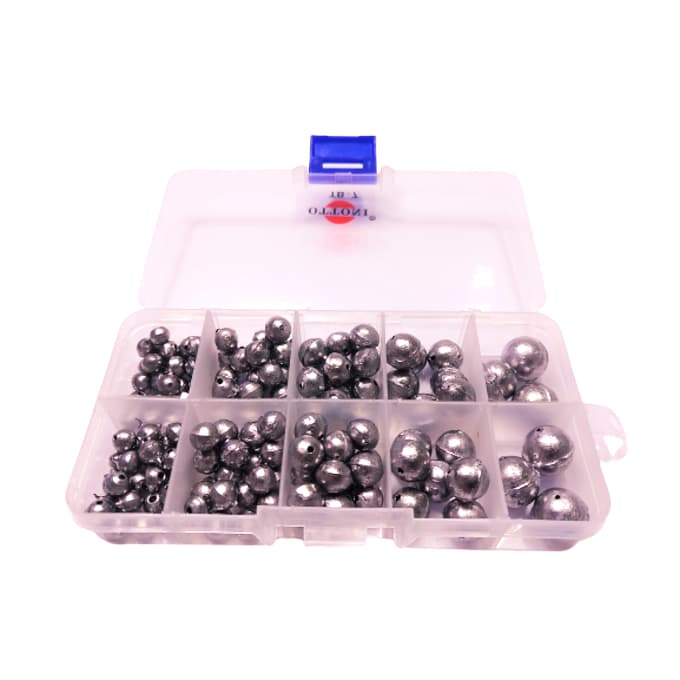 Kit Chumbada Bola de Pesca Tralha Pescaria Completo Vários Tamanhos Box Estojo Caixa Organizadora