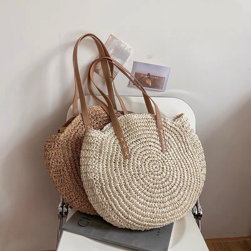 Bolsa Moda Feminina Palha Redonda Praia Ombro S-5023
