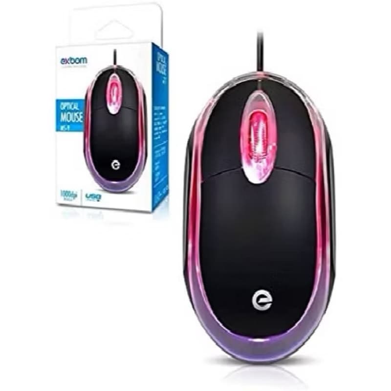 Mini Mouse Usb Com Fio Optico C/ Leds Para Notebook
