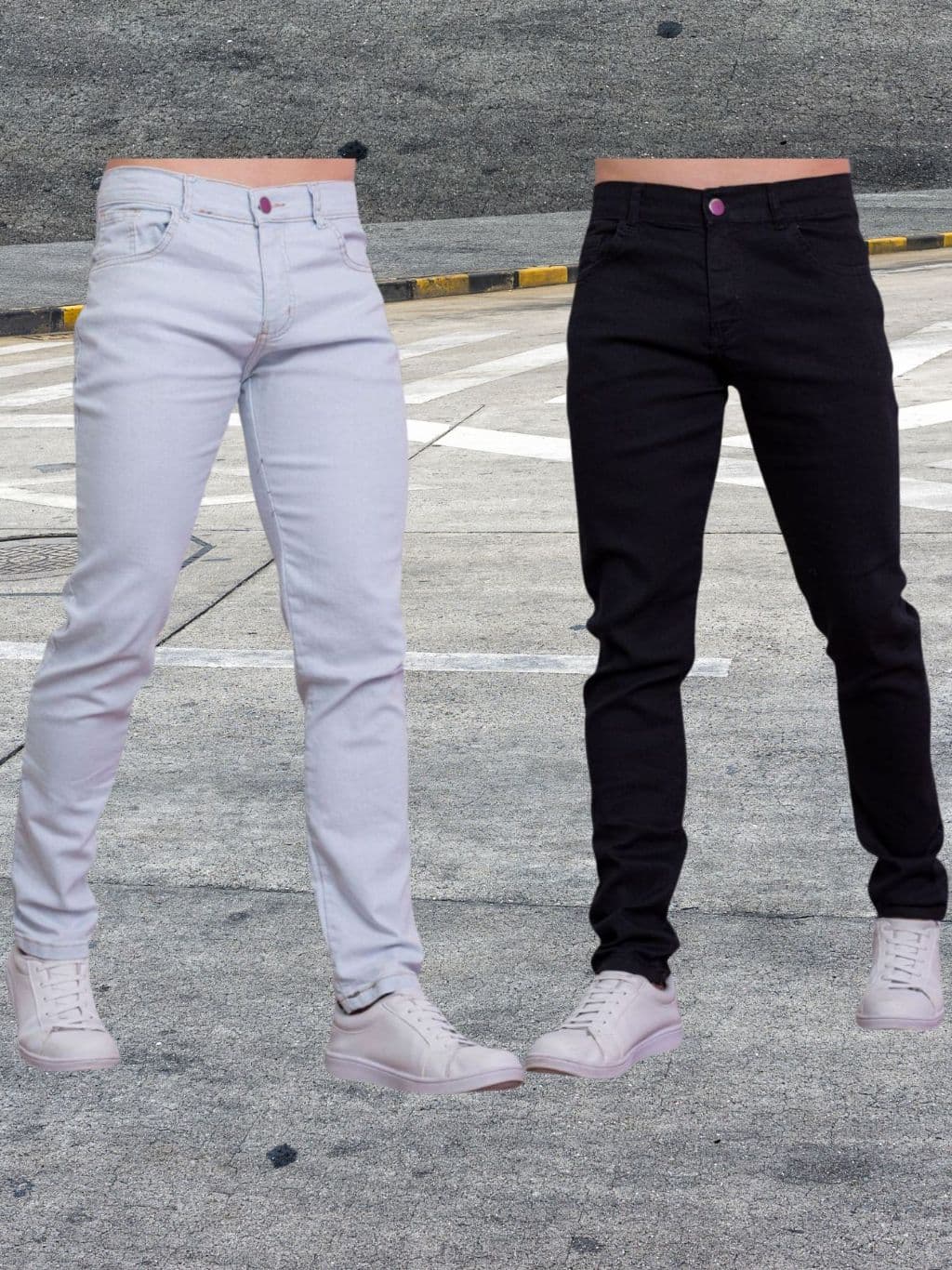 Kit 2 Jeans Masculino Zíper Lycra Jeans Cor Escuro Medio Claro Medio Stretch Fabricantes Preços Especiais Venda Direta