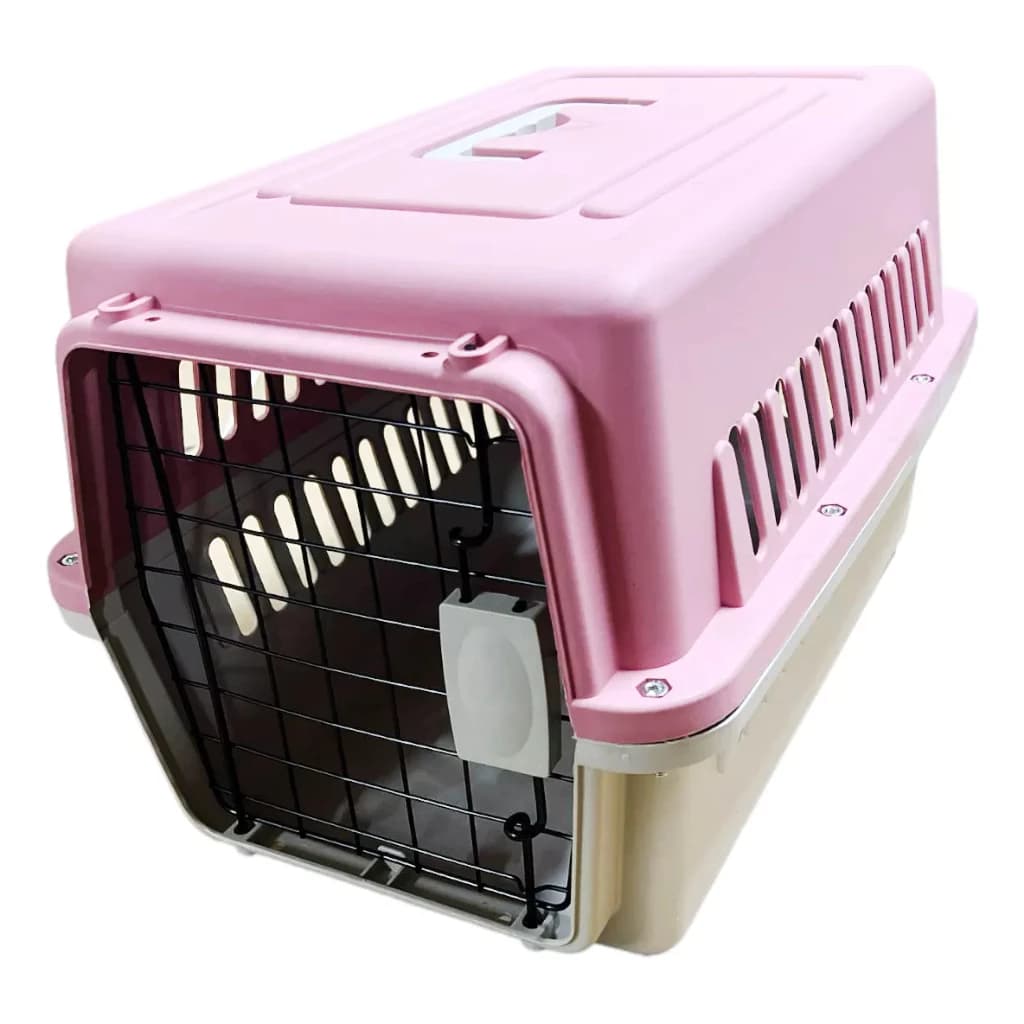 Caixa de Transporte para Cães e Gatos Porta de Ferro Tamanho Média Alça Facilitadora Design Moderno