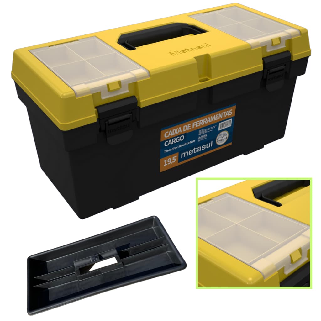 Caixa de Ferramenta Cargo 19,5" Metasul Amarela/Preta