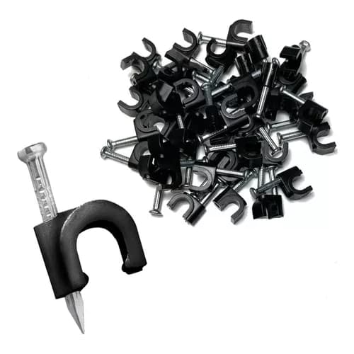 100pcs Grampo Fixa Fio Cabo Coaxial Miguelo 5mm Preto