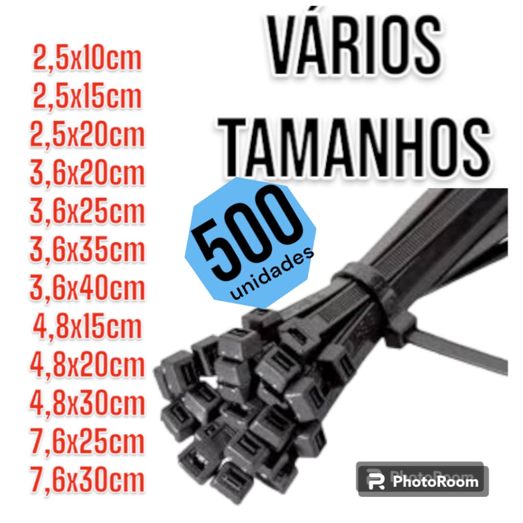 Kit com 500 un cinta plástica/abraçadeira nylon/ enforca gato VARIAS MEDIDAS
