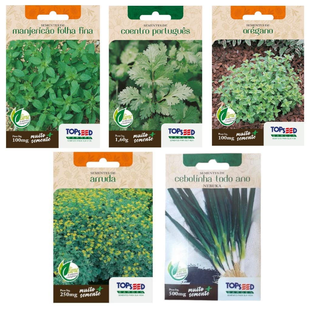 Kit 06 Sementes Minha Horta Ervas,temperos E Jardim