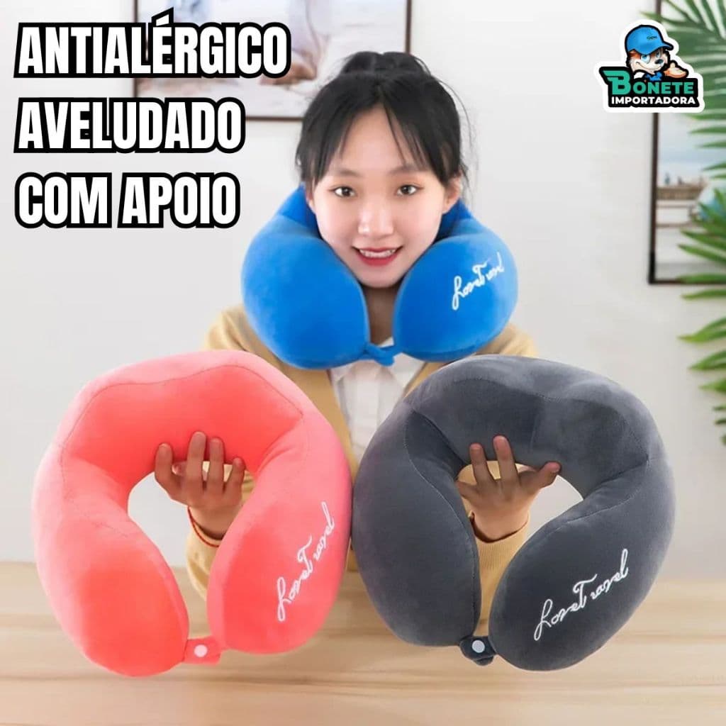 Almofada de Pescoço Confortável para Viagens - Lavável