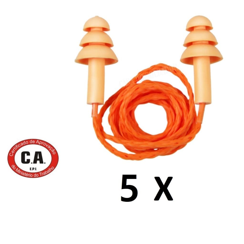 5 unidades Protetor Ouvido Auricular Silicone Plug Antialérgico c/ estojo