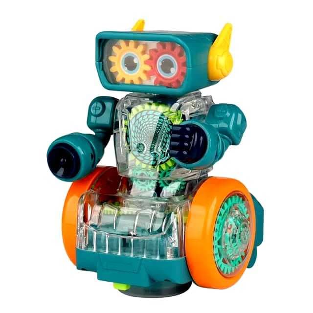 Brinquedo robô com luzes e engrenagens