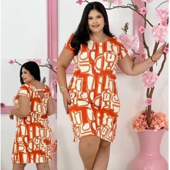 Vestido Feminino com Manga Decote nas Costas Moda feminina Verão Plus Size