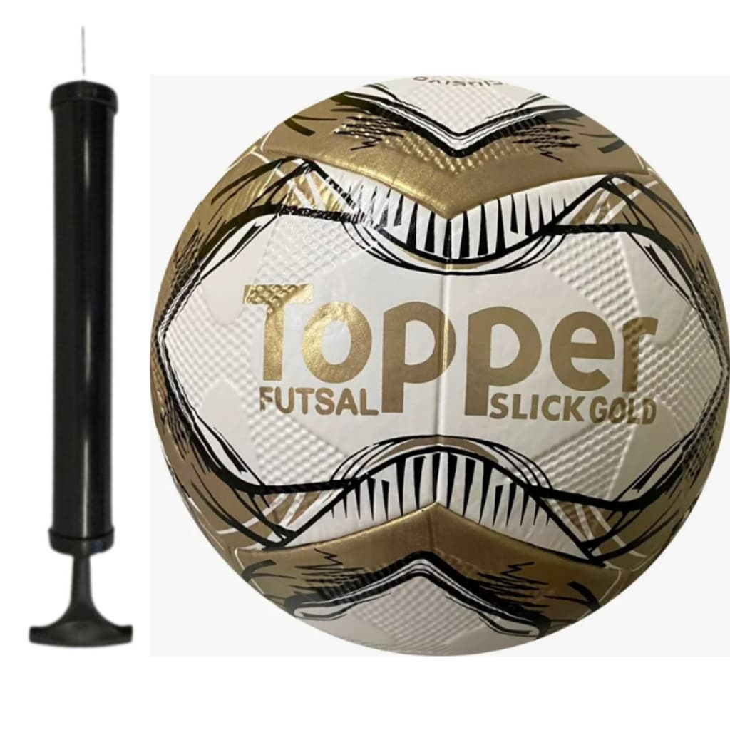 Bola Futsal Topper + Bomba de Ar | Kit Bola Oficial Topper Futebol De Salão Slick Cup Com Bomba De Encher