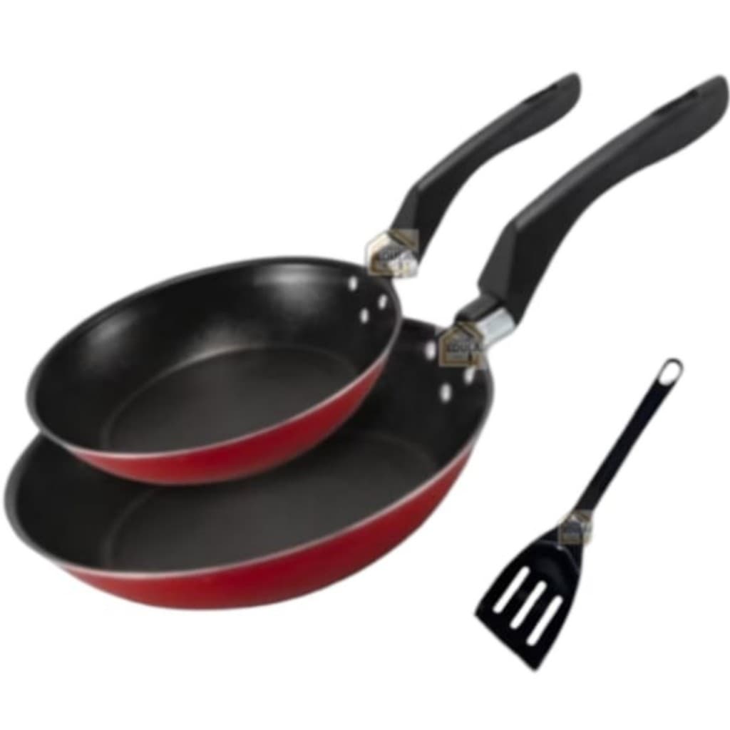 Kit frigideiras antiaderente 18 e 22 cm com espátula Jogo 3 Peças Frigideira Francesa Frita Sem óleo