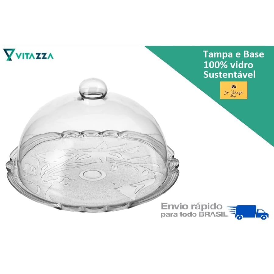 Porta Bolo Boleira De Vidro Flor De Lirio 32cm Vitazza