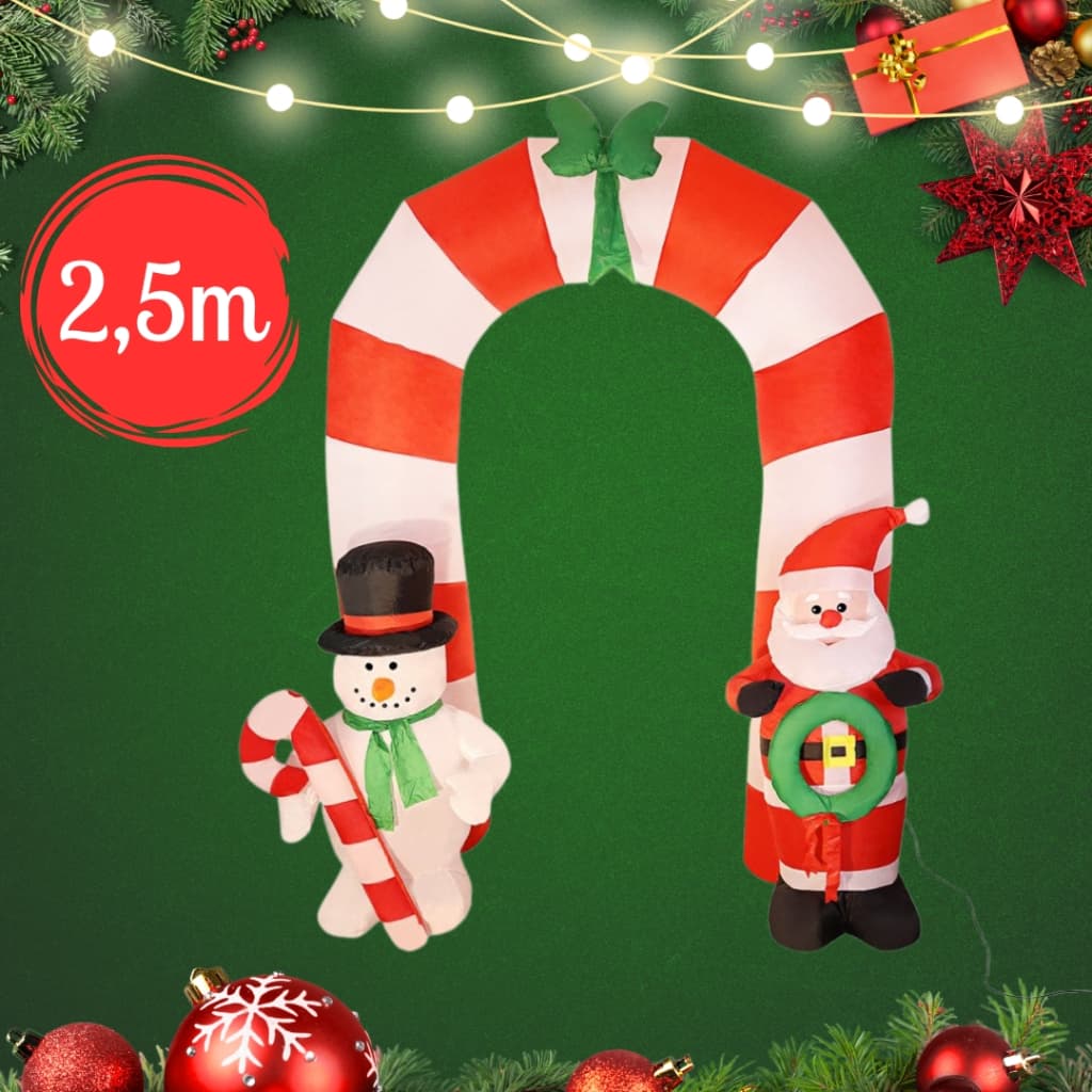 Decoração De Natal Arco Inflável Grande Papai Noel Boneco de Neve Natalino Led 2,50m