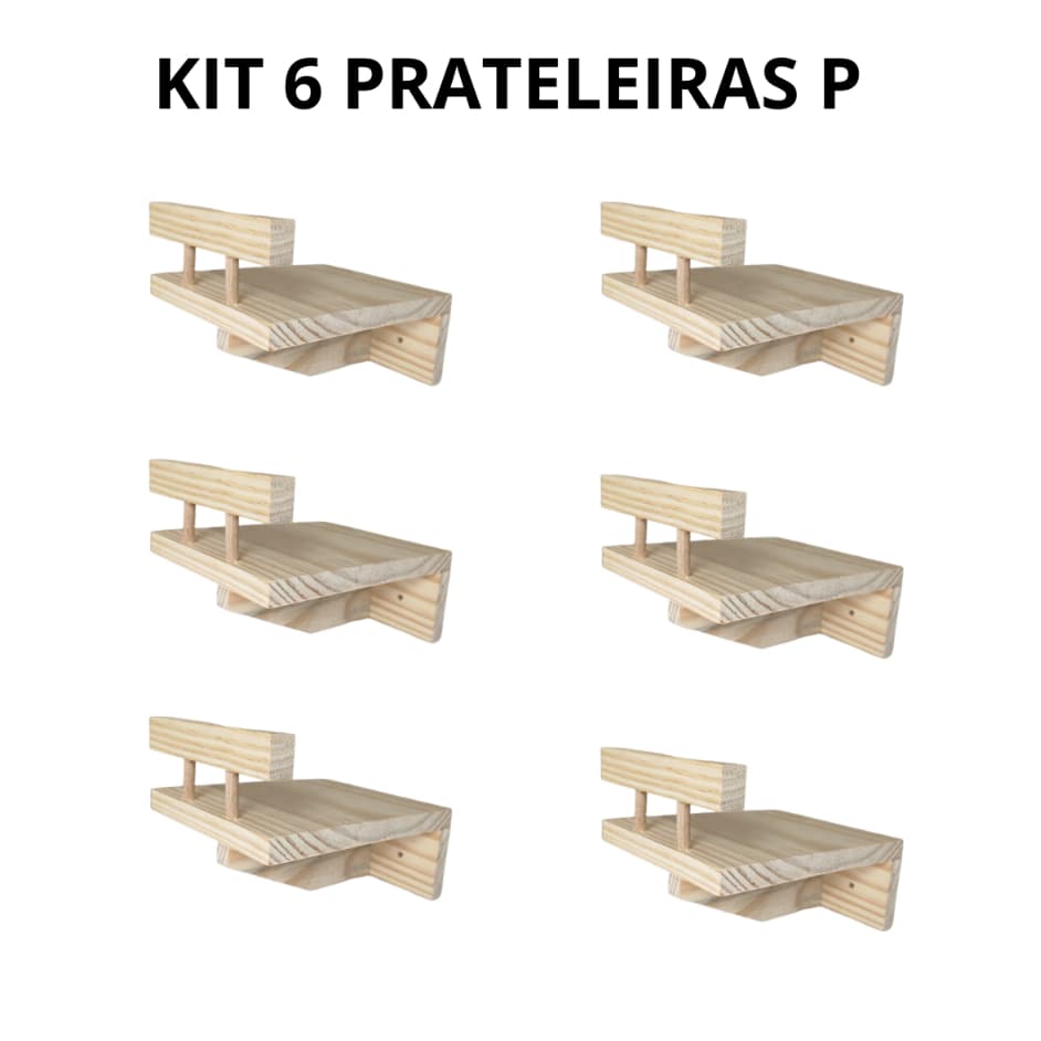 Kit 6 prateleiras para gato Prateleira para gatos com barreira de segurança Playground para gatos de mdeira maciça pinus