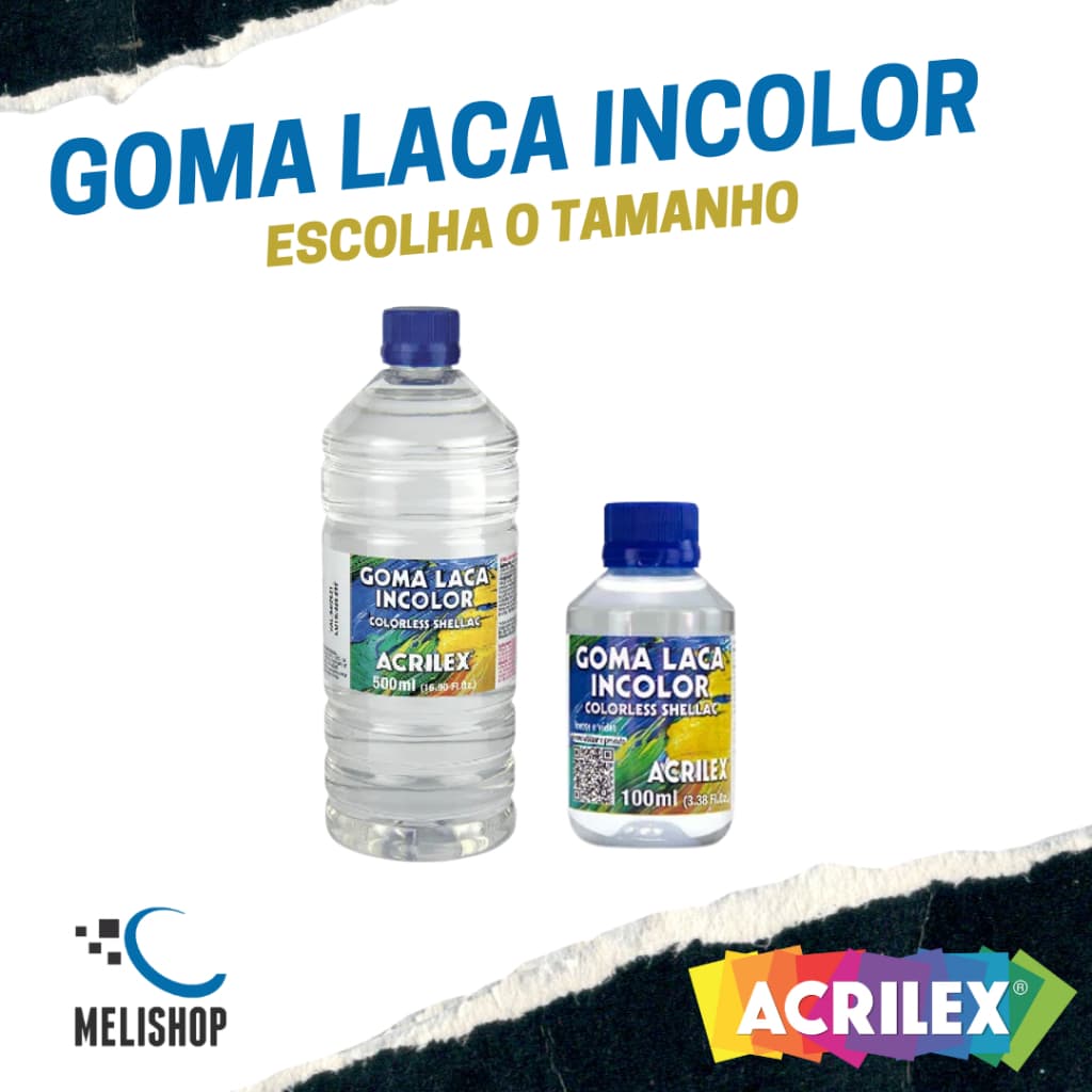 Goma Laca Incolor 100ml ou 500ml Acabamento Brilhante Proteção Artesanato Acrilex