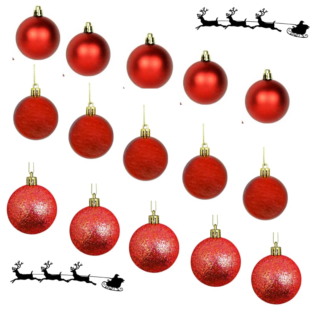 Kit 15 Bolas de Natal Vermelhas 4cm Lisas, Foscas e Brilhantes