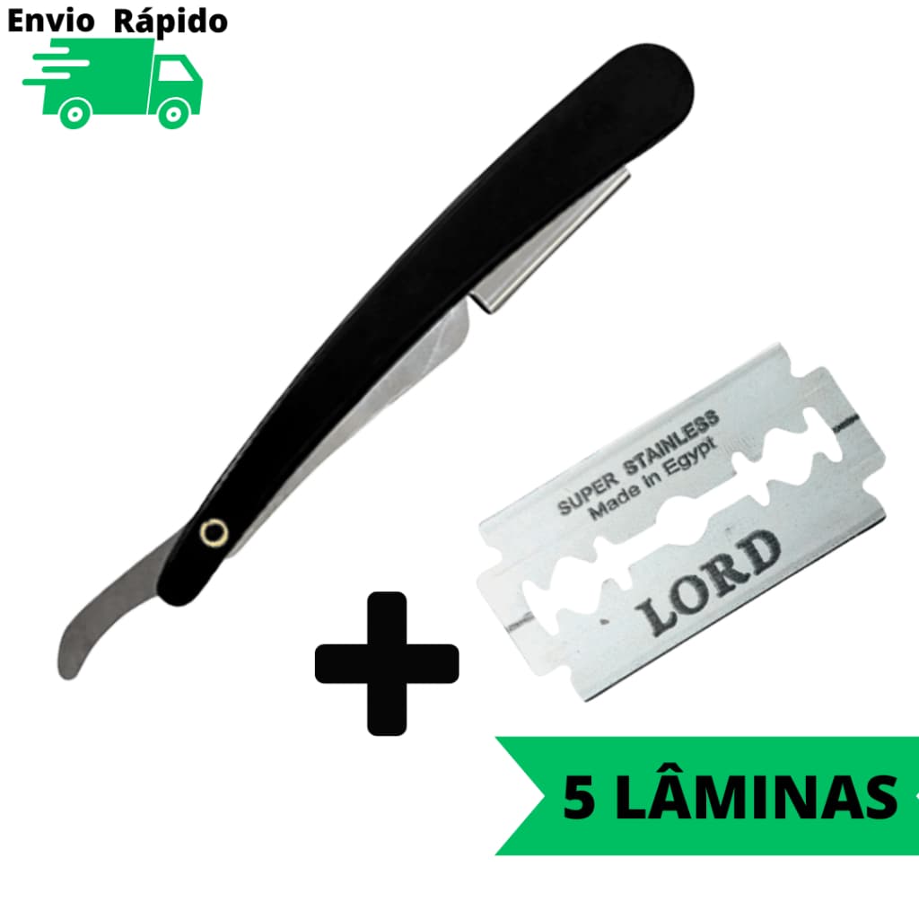 Kit Navalhete Com 5 Lâminas Navalha Inox Cabo Plastico SQ Para Barbear Design Sobrancelhas Cabelo