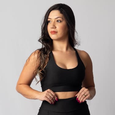 Top Fitness Feminino Alta Sustentação Forro Duplo Suplex Treinos Caminhada