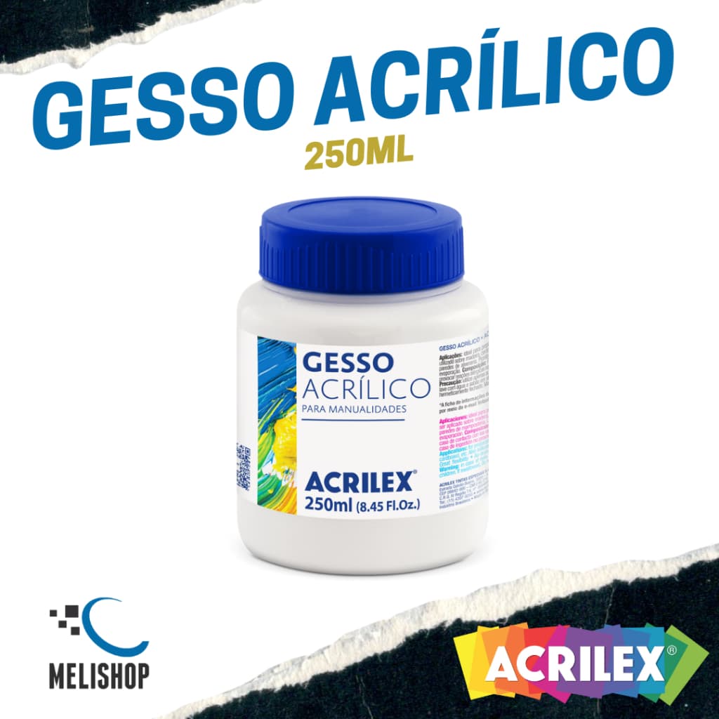Gesso Acrílico Acrilex 250ml para Artesanato e Pintura Acabamento Suave