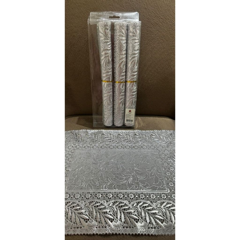 Kit 4 Jogo Americano Retangular Metalizado em PVC Mesa Posta Sousplat Prateado