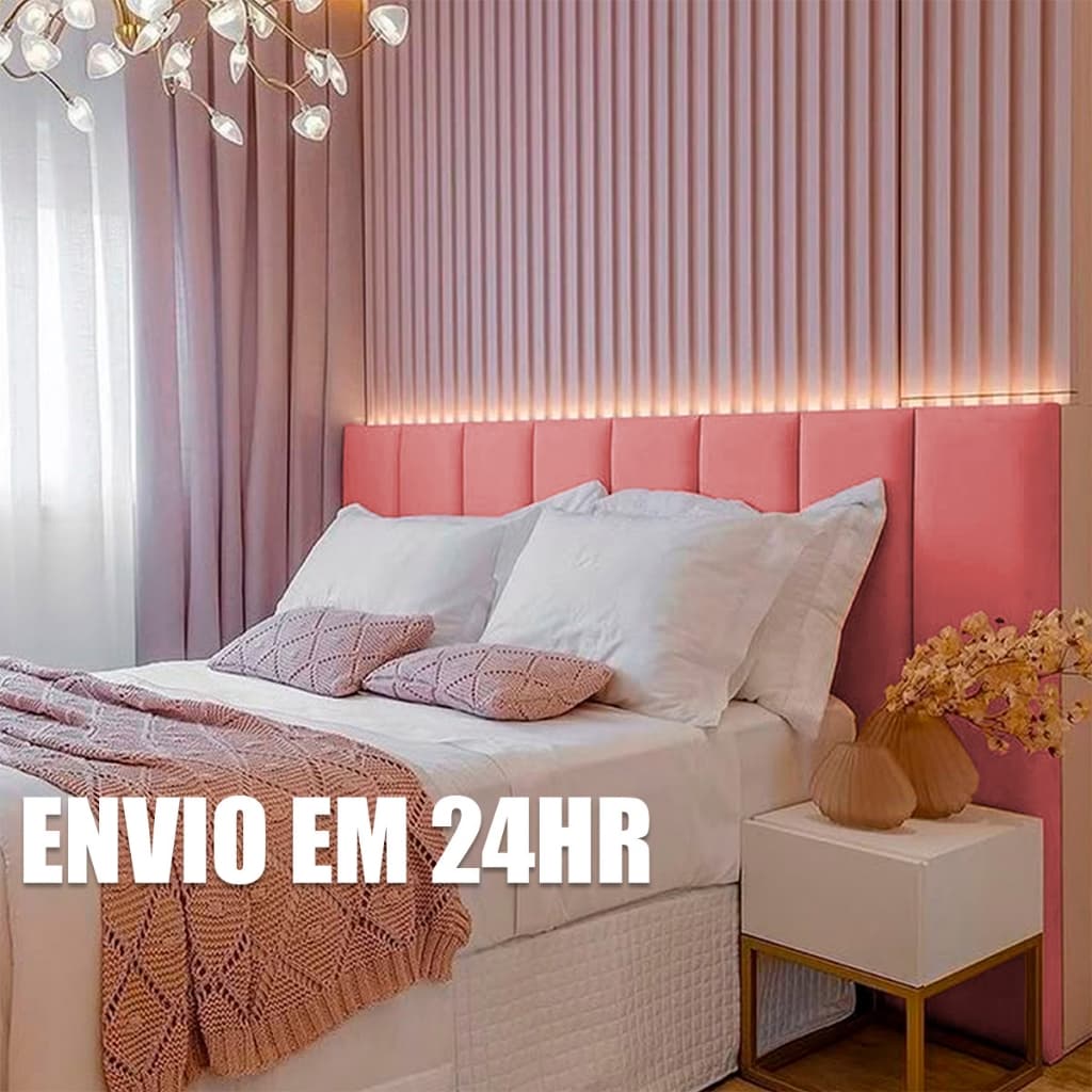 KIT Cabeceira Estofada Cama Box Casal Queen King Modular Adesiva 60x20cm