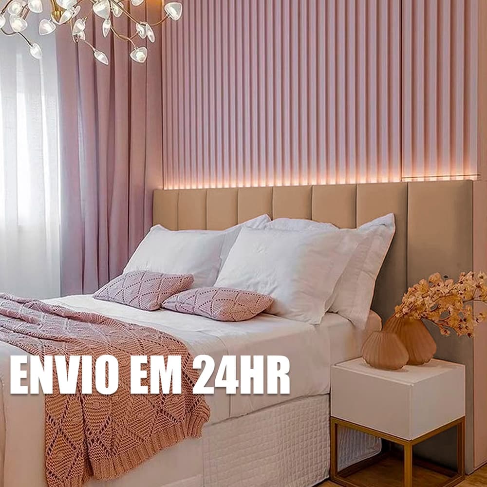 Cabeceira Estofada Modular Adesiva 60x20cm Cama Box Casal Queen King