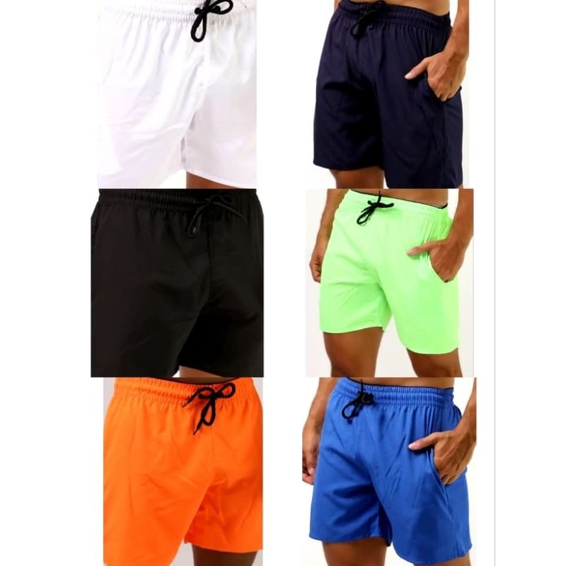 Promoção Kit3  shorts de praia Elastano masculino corentre 6cores aleatório 3peça