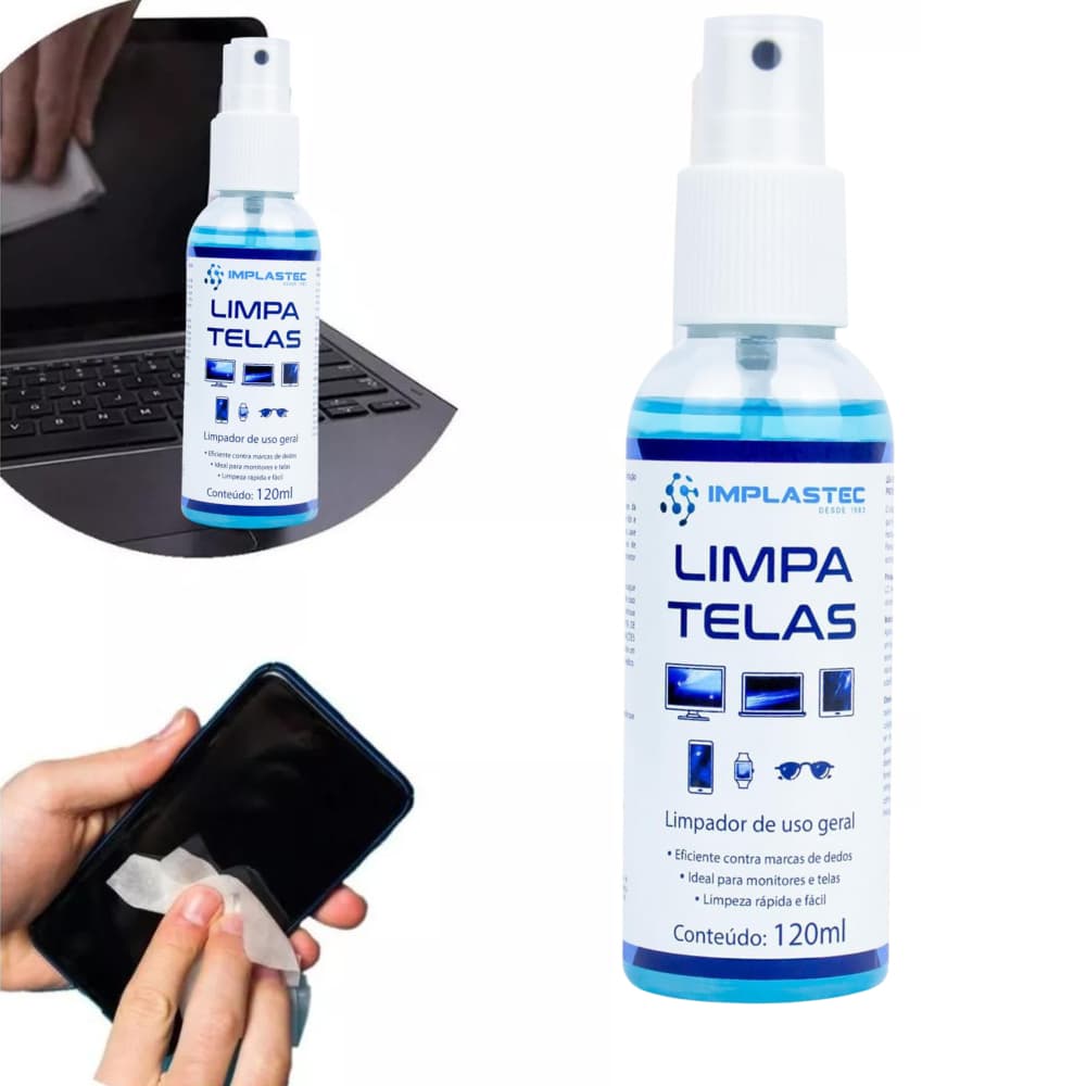 Limpa Telas Clean Spray 120ml Anti-risco Implastec ( Tv  Celular  Oculos  Relogio )