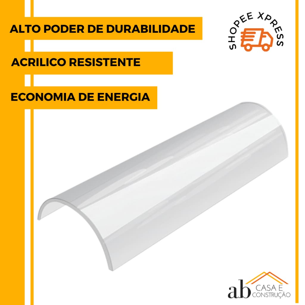 Kit 5 Telhas Transparente Acrilica Comum