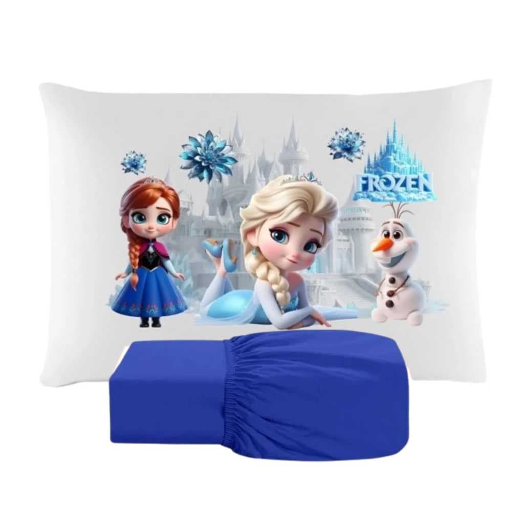 JOGO DE LENÇOL SOLTEIRO DE LUXO INFANTIL FROZEN, ELSA E ANA QUARTO MENINA FRONHA TRAVESSEIRO 2 PEÇAS