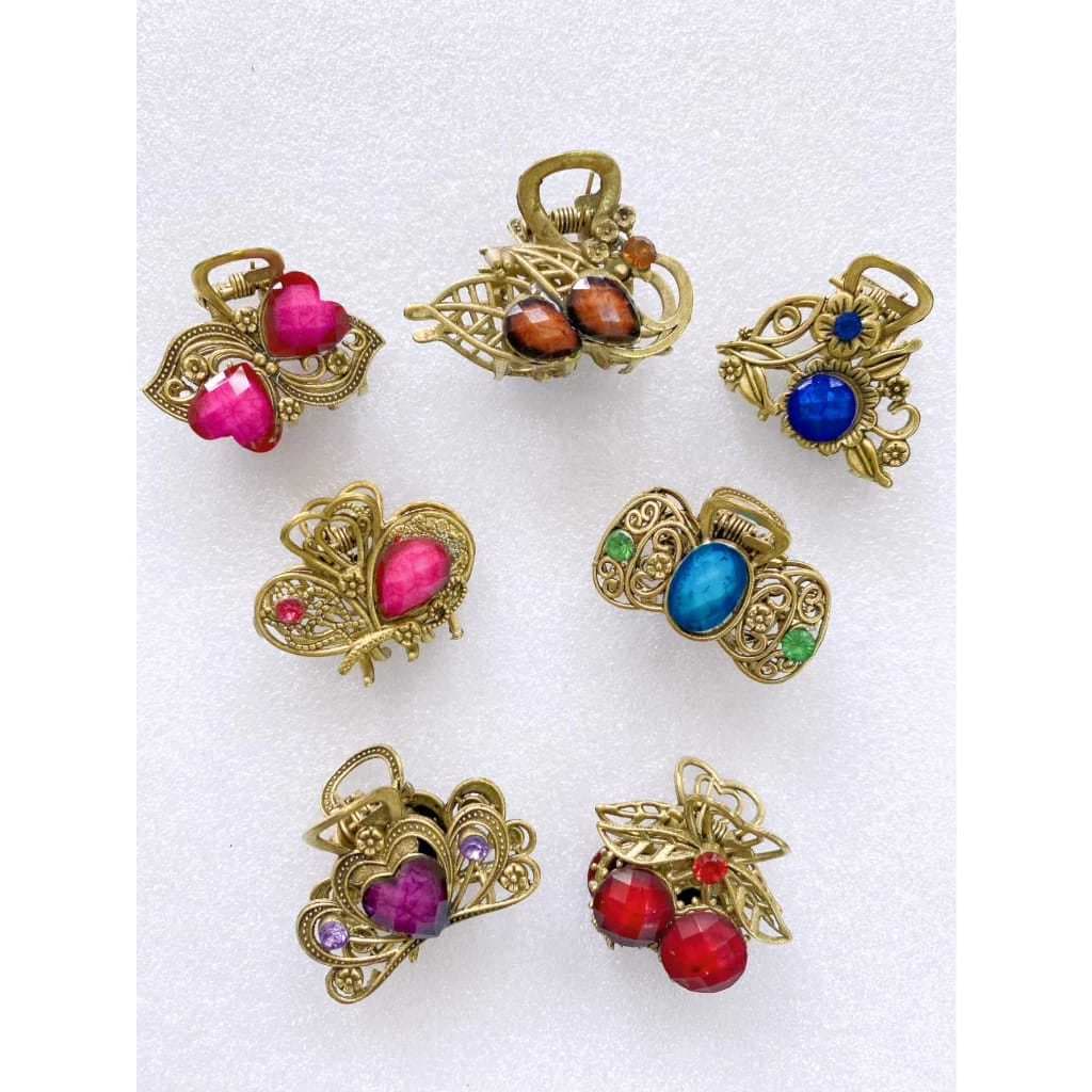 Mini Piranha Presilha Ouro Velho p/ Cabelo - 12 Unidades